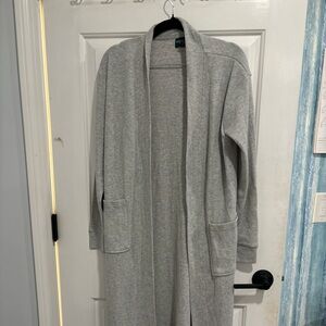 Hammacher Schlemmer, Plush Ribbed Loungewear Cardigan Robe, pants, sweatshirt.